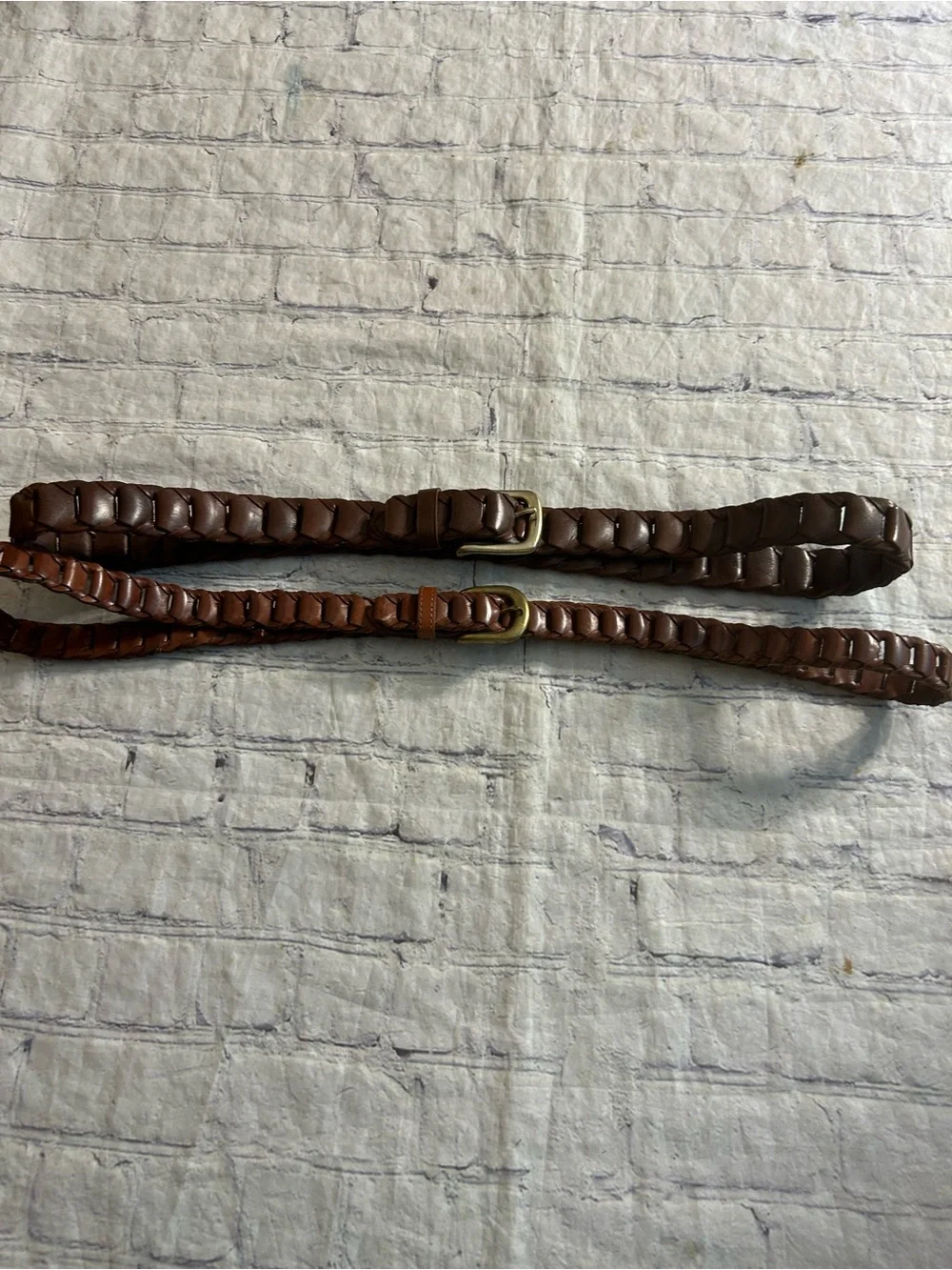 FULL GRAIN COWHIDE LEATHER WOVEN BRAIDED SIZE 34 & THIN BROWN LEATHER WOVEN 44